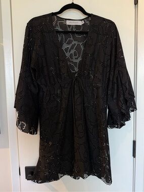 Black lace eyelet coverup/mini dress size S/M